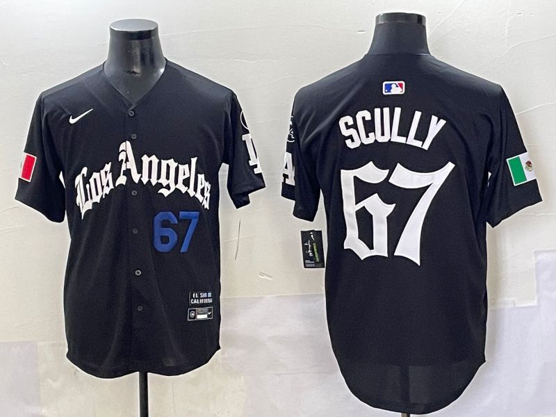 Men 2025 Los Angeles Dodgers #67 Scully Black Five generations Joint Name Nike MLB Jersey style 2->los angeles dodgers->MLB Jersey